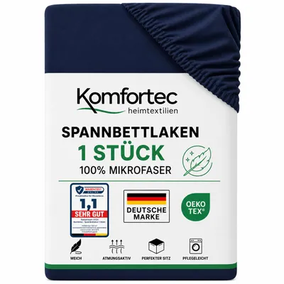 Produktbild von Komfortec Spannbettlaken 200x200 cm, Bettlaken Boxspringbett bis 15cm - 30cm Matratzenhöhe, Blau, KI-generiertes Bild