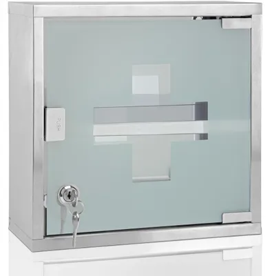 Produktbild von DEUBA® Medizinschrank XL inkl. 2 Schlüssel Medikamentenschrank 30 x 30 x 12cm Edelstahl Hausapotheke Apothekerschrank