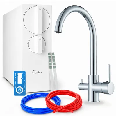 Produktbild von Umkehrosmose-Wasserfilteranlage Ari Linko 800 Gpd Tanklos Mit Zweigriffarmatur, Perlator, Luftsprudler, Schwenkbarem Auslauf, Chrom, Messing