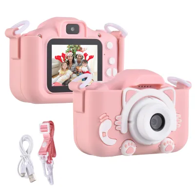 Produktbild von Mini-Cartoon-Kinder-Digitalkamera 1080P Digital-Videokamera fuer Kinder Dual-Objektiv 2,0-Zoll-IPS-Bildschirm mit Umhaengeband Geburtstags-Weihnachtsgeschenk fuer Jungen Maedchen