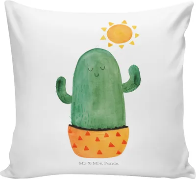 Produktbild von Mr. & Mrs. Panda zier kissen Kaktus Sonne - Weiß - Geschenk, Scheidung, Trennung, Deko, Polster, Sofa, bedruckt, Glück, Freundin, Kakteen, Sofakissen, Dekokissen