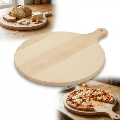 Obrázok produktu pre Okrúhla drevená doska s rukoväťou 35 cm bukové krájacie dosky