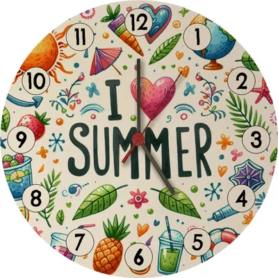 Produktbild von Sommer Wanduhr aus MDF mit Spruch I love summer