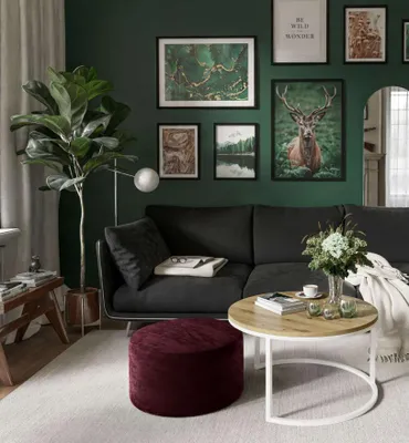 Produktbild von Runder CIRI Couchtisch mit Pouf Wotan Eiche Artisan Stirling
