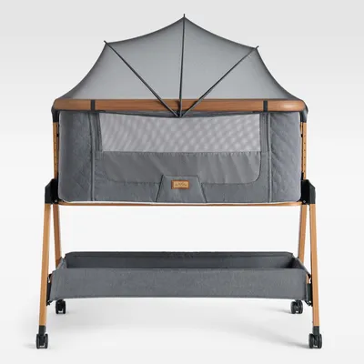 Produktbild von SnooBee Babybett Beistellbett Baby & Co-Sleeper – Höhenverstellbares Babybett mit Matratze, Rollen mit Bremse, atmungsaktive Mesh-Seiten & Moskitonetz