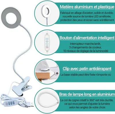 Obrázek produktu pro Kancelářská lampa se 3 režimy osvětlení, funkcí nabíjení přes USB, otočným ramenem a energetickou třídou G