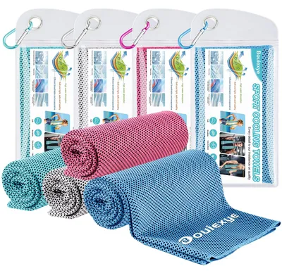 Produktbild von Kühlende Handtücher, 4 Stück, 100 x 30 cm, Mikrofaser, für Sport