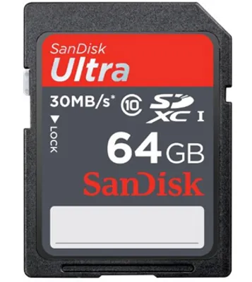 Produktbild von SanDisk 64GB Ultra SDXC UHS-I, 64 GB, SDXC, Klasse 10, 30 MB/s, Schwarz
