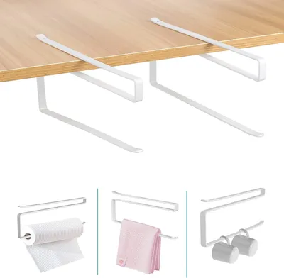Produktbild von Welikera Küchenrollenhalter ohne Bohren 2 Stück , Stabiler Weiß Küchenrollenhalterschrank,Platzsparend und modern Papierrollenhalter,Rollenhalter für Küche