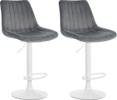 Produktbild von 2er Set Barhocker Toni Samt weiß - dunkelgrau