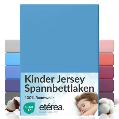 Obrázek produktu pro Jersey prostěradlo 60x120 - 70x140 cm, 100% bavlněné prostěradlo, světle modré
