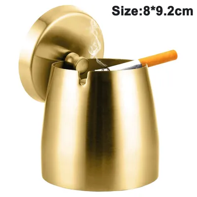 Produktbild von Aschenbecher mit Deckel für Zigaretten im Freien, winddicht，regendicht, Edelstahl, Aschenbecher für den Au?enbereich, Heimtisch(gold)
