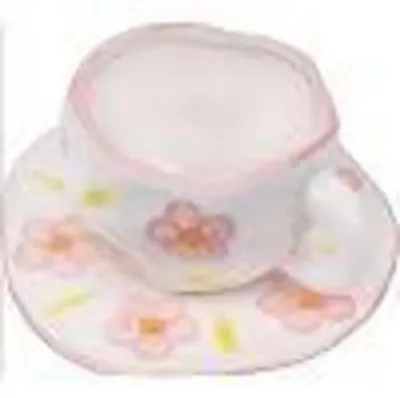 Immagine prodotto di Set di tazze da caffè con piattini, Vetroceramica, fiori rosa, 300 ml, set da 2