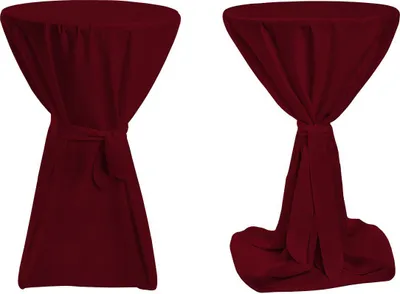 Produktbild von TexDeko Stehtischhussen Premium mit Schleifenband für Bistrotisch Bartisch Bordeaux Ø 60cm Durchmesser