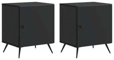 Productafbeelding van Nachtkastje 2 pcs Zwart 43 x 34,5 x 50 cm Bewerkt hout
