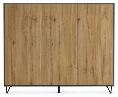 Produktbild von InnoFurn Highboard Elisa M2, 3 Türen, Push-to-Open, Anthrazit matt/Eiche Evoke, 152,5 x 125,5 x 37 cm