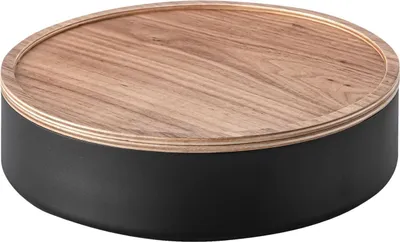 Image de Yamazaki Boîte de rangement ronde avec couvercle 22x6cm noir