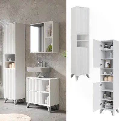 Zdjęcie produktu dla Szafka łazienkowa Vicco Leano Biały 38 x 180 cm z 2 drzwiami, Model 52120