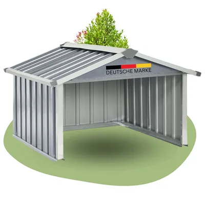 Produktbild von DELUKE® Mähroboter Garage aus Metall - 92x97x63cm | Dach Carport Überdachung für Rasenmäher Rasenroboter Automower Garten Mährobotergarage Regenschutz für Rasenmäher, Grau