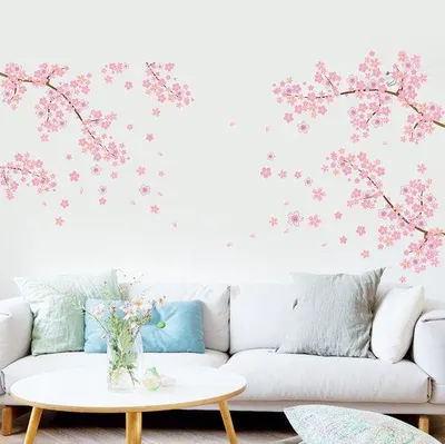 Image de Autocollant mural pour chambre d'enfant « Fleurs de cerisier » 50 x 70 cm