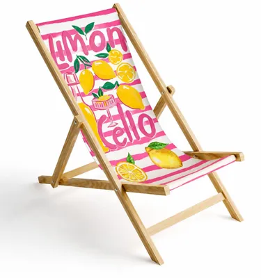 Produktbild von FEROCITY, Holz Liegestuhl Klappliegestuhl, Zitronen Pink Motiv, klappbar