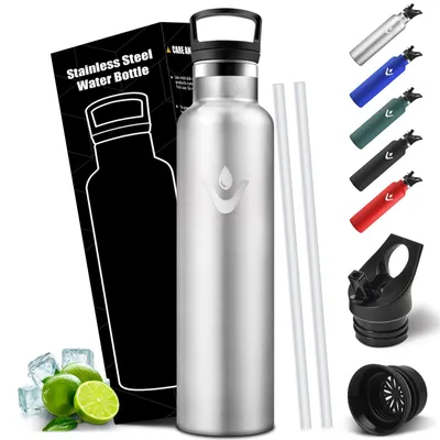 Produktbild von Mulbijeo Trinkflasche Edelstahl 1L, BPA-Frei, Thermoskanne, Auslaufsichere Isoli