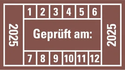 Produktbild von Dreifke® Aufkleber I Prüfplakette  am: 2025, braun, Dokumentenfolie, 4...