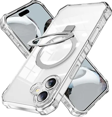 Produktbild von iPhone 17 Hülle - Coverup ShockProof TPU Back Cover mit MagSafe Compatible Ring Kickstand - Transparent