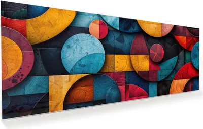 Produktbild von Glasbild 150x60cm in XXL für Wohnzimmer, Schlafzimmer Motiv Bunte Kreise