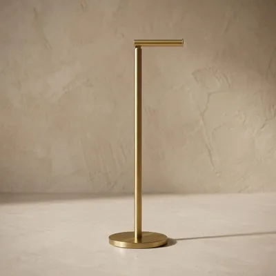 Produktbild von Toilettenpapierhalter Gold für kleine Badezimmer, mit Ersatzrollenhalter, beschwerter Sockel, einfacher Nachfüllmechanismus