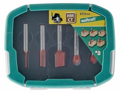 WOLFCRAFT Nutfräsersatz 5-teilig für Oberfräsen