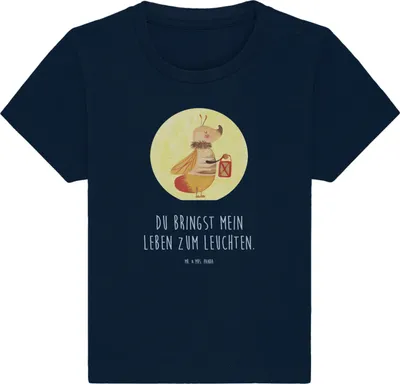 Produktbild von Mr. & Mrs. Panda Babyshirt Glühwürmchen 12. - 18. Monat - French Navy - Geschenk, Baby Jerseyshirt, Liebe, Falter, T-Shirt, , Heiratsantrag, Lustige Sprüche, Shirt