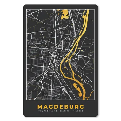 Produktbild von MuchoWow® Mauspad Mousepad Madgeburg - Gold - Karte - Stadtplan - Deutschland 18x27 cm - Mousepads - Maus Mat - Pad - Mausunterlage