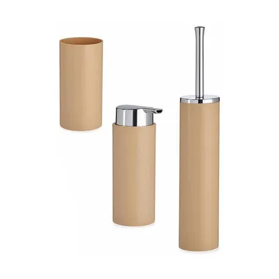 Image de Accessoires de salle de bain en plastique avec poignées argentées, 3 éléments