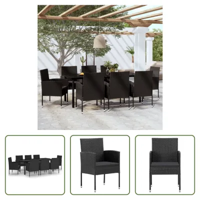 Produktbild von The Living Store 9-tlg. Garten-Essgruppe Schwarz
