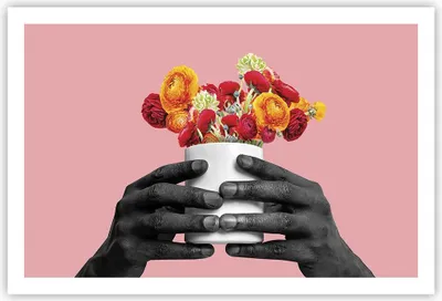 Produktbild von Poster - Poster ohne Rahmen - Schwarz Hände Blumen - 91,5x61 cm - Wand Bild - Wanddeko - Wandbilder - Kunstposter - Wandposter - Bilder - Kunstdruck - Wanddekoration - Wandbild - P2XAA91x61-4706