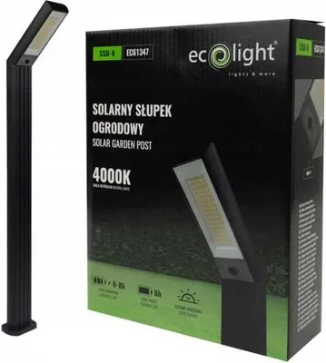 Zdjęcie produktu dla Solarny Słupek Ogrodowy Oświetleniowy Led Czarny Sso-8 Ip44
