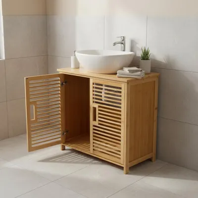 Produktbild von BADfabrik24 Edition One Waschbeckenunterschrank, Bambus