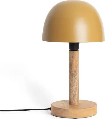 Produktbild von LED Tischlampe aus Metall und Holz Mallavi Gelb