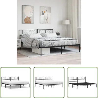 Produktbild von The Living Store Bettgestell mit Kopfteil Metall Schwarz 183x213 cm