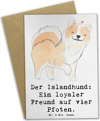 Produktbild von Mr. & Mrs. Panda Grußkarte Treuer Islandhund - Weiß - Geschenk, Hunderasse, Hundeliebhaber, weihnachtskarten, liebenswerter Hund, intelligente Hunde, einladungskarten