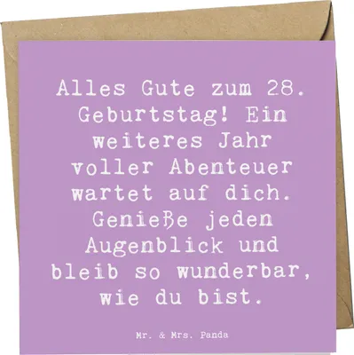 Produktbild von Mr. & Mrs. Panda Grußkarte Spruch 28. Geburtstag - Lavendeltraum - Geschenk, doppelkarte, besonders, faltkarte, Glückwunschkarte, Happy Birthday, Einzigartigkeit, Alter