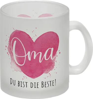 Produktbild von Beste Oma Glas Tasse mit Spruch Oma Du bist die Beste
