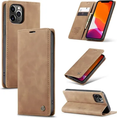 Produktbild von König Design Hülle kompatibel mit Apple iPhone 12 Pro Max Kunstleder Handyhülle - Handy Case Braun