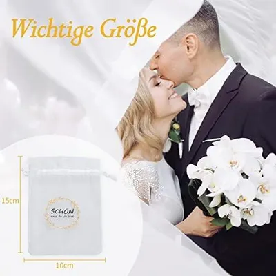 Produktbild von 50 Stück Organzabeutel in Weiß für Geschenke, 10 x 15 cm, für Hochzeiten und Feiern