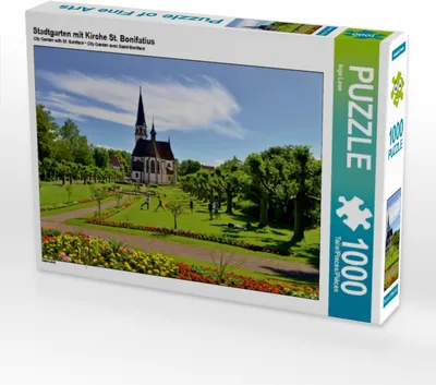 Produktbild von Calvendo Stadtgarten mit Kirche St. Bonifatius 1000 Teile Puzzle quer 640x480mm, Laue Ingo; 7278964
