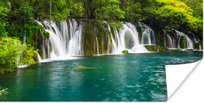 Produktbild von MuchoWow® Poster Die grüne Natur oberhalb der Wasserfälle in Thailands Erawan-Nationalpark 40x20 cm - Poster für die Wand - Poster Schlafzimmer