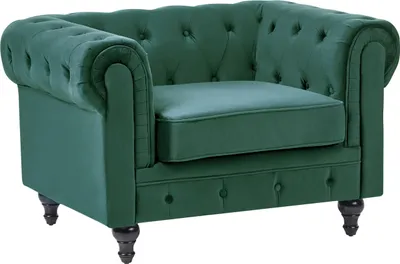 Produktbild von BELIANI Sessel Grün Samtstoff Eichenholz Chesterfield-Stil Wohnzimmer