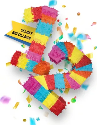 Produktbild von Piñata Zahl 12 für Party Deko Jubiläum Zahlen Pinata bunt Geburtstag 12-ter Kindergeburtstag Indoor und Oudoor Spiel zum selbst befüllen