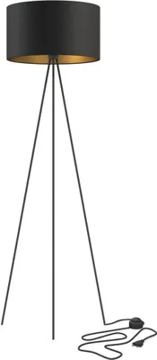 Obrázek produktu pro Stojací lampa kovová E27 156 cm trojnožka v černé zlaté barvě moderní